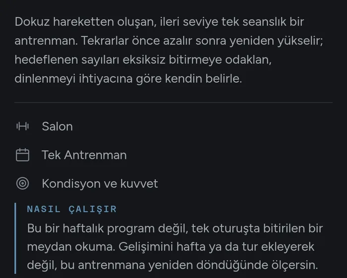 Program künyesi: ortam, süre, hedef ve programın nasıl tasarlandığını anlatan blok